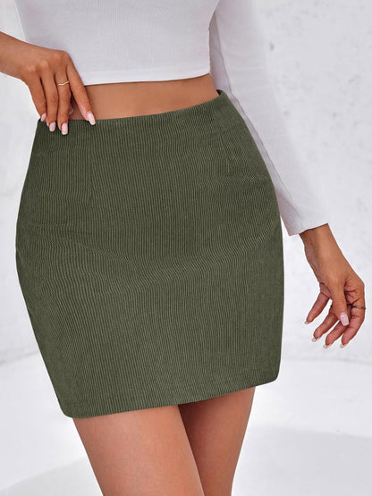 SFRCORD® Womens Corduroy Mini Skirt Casual High Waisted A-line Fall Winter Bodycon Short Pencil Skirts.