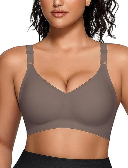 SFRCORD® Wireless V Neck Bra with Front-Adjustable Straps