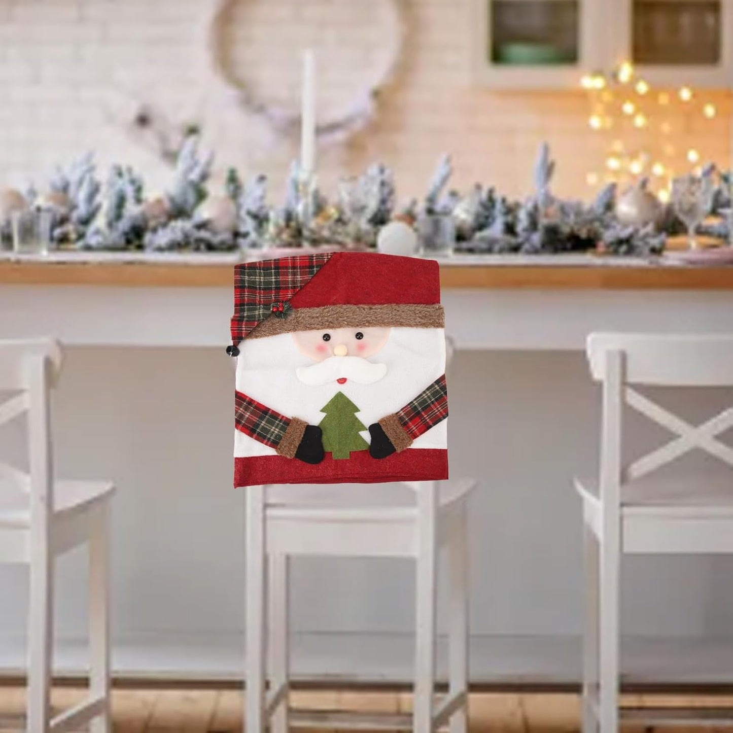 CZTICLE® Dining Chair Back Covers. Non-Slip Christmas Dining Chair Slipcovers. Chair Back Covers. Dining Room Chair Decor (Santa)
