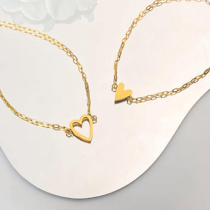 Cilifer® Love Heart Bracelet Set For Friendship Bracelet Love Two cute Bracelet Pack Charms Solitaire Bracelet For Women Friend(Gold)
