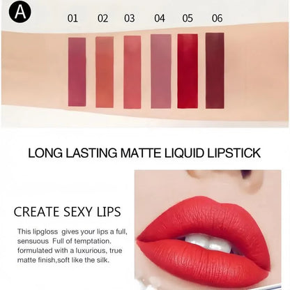 LUHAKA® Long-Lasting Matte Lip Glaze Set – 6 Colors in One Box