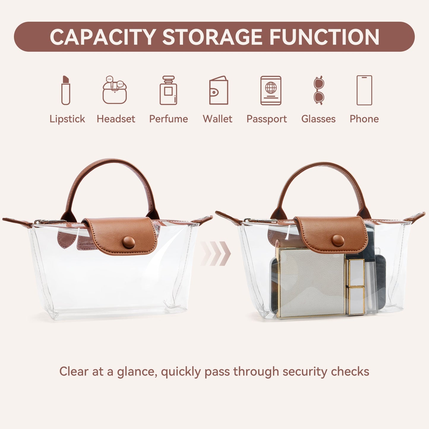 SFRCORD® PVC Bag Clear Stadium Approved Crossbody Handbags For Concerts Sports Events