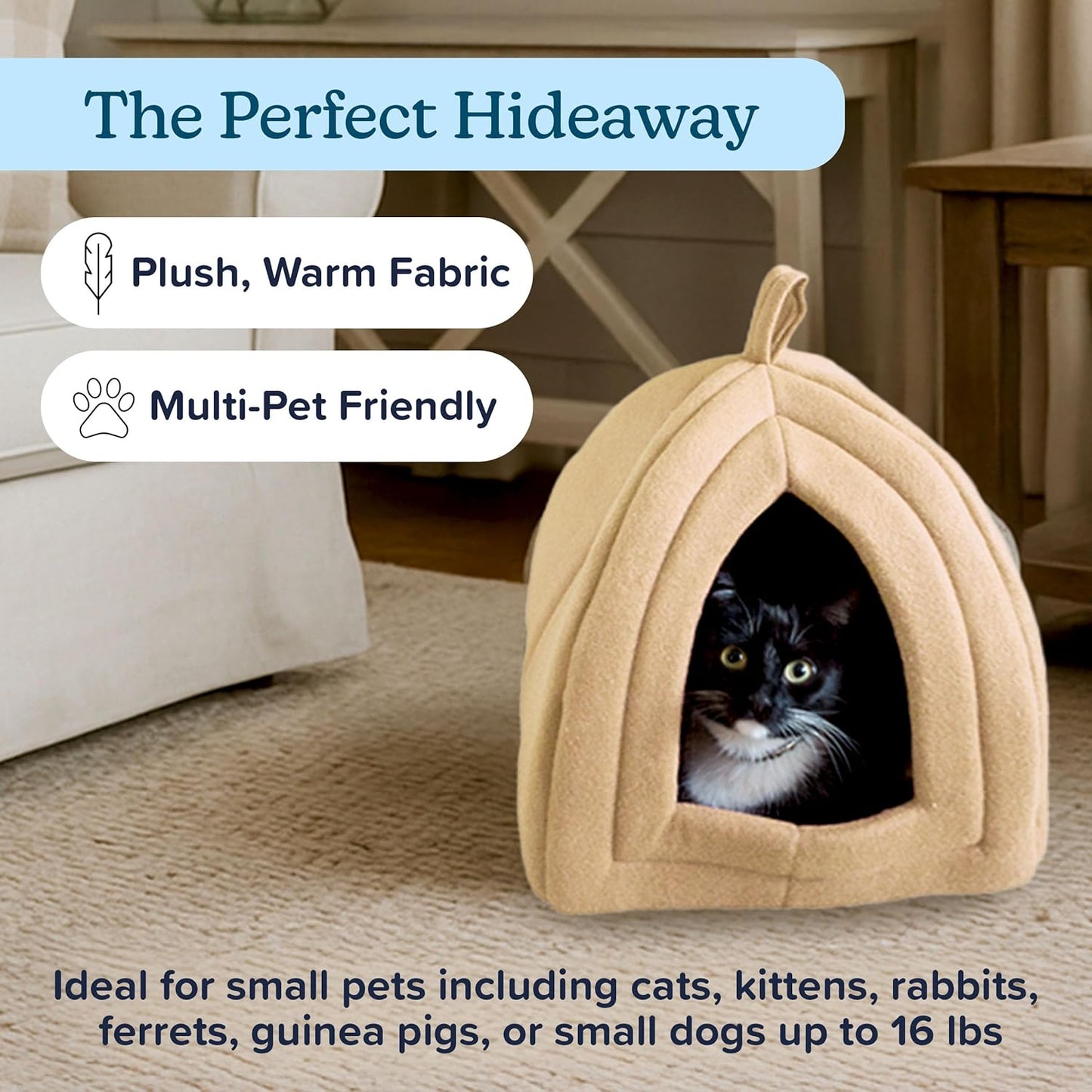 CILIFER® Cat Pet Bed. Igloo- Soft Indoor Enclosed Covered Tent/House for Cats. Kittens. and Small Pets with Removable Cushion Pad.