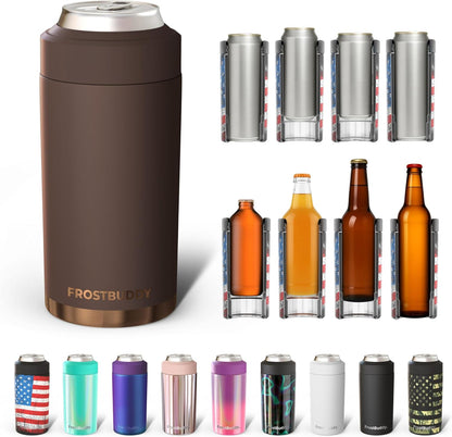 CZTICLE® Universal Buddy Can Cooler - Fits All - For Regular 12 & 16 oz or Slim-Size Bottles - Insulated Double -Walled Stainless Steel (All white)