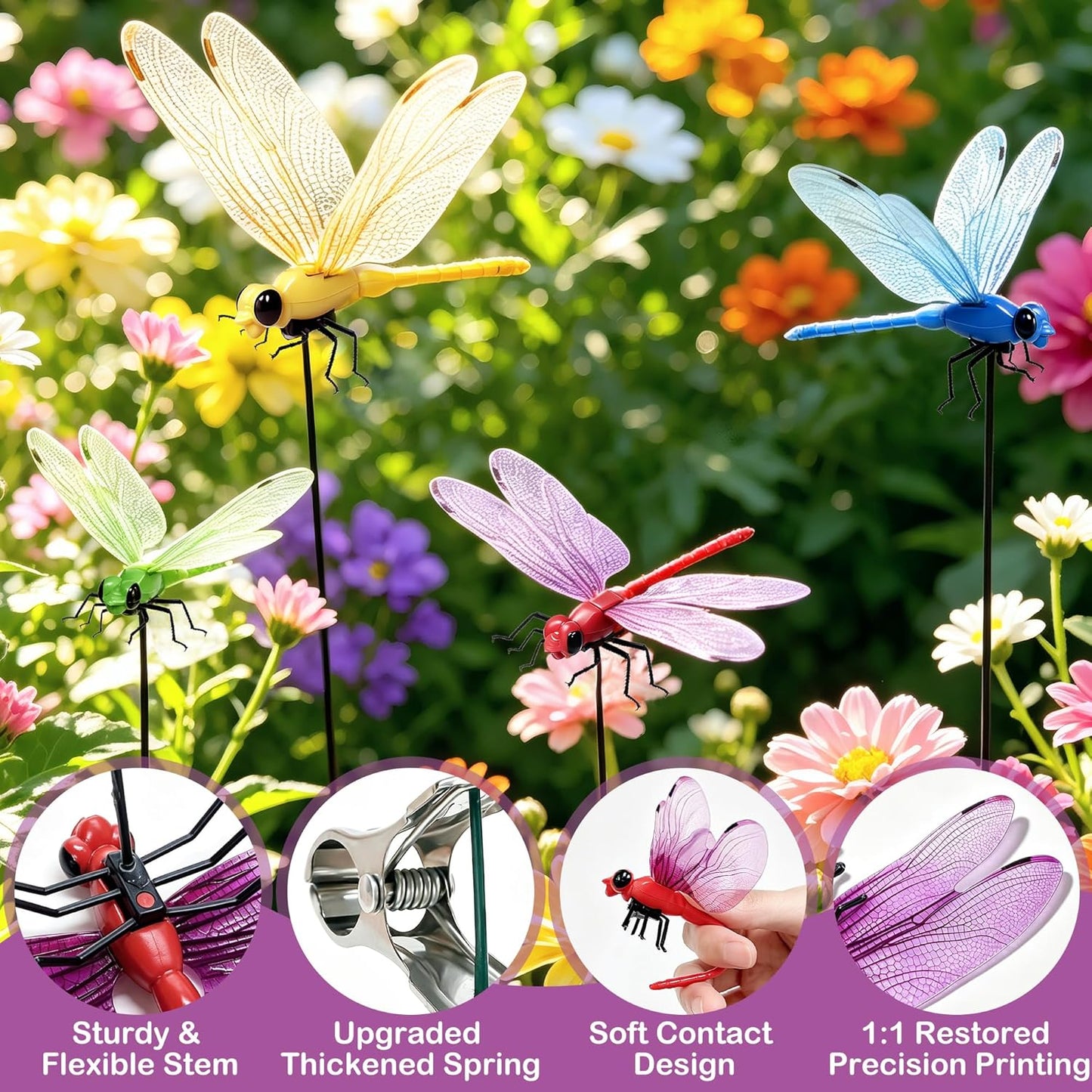 12-Pack Outdoor Dragonfly Clips – Chemical-Free Visual Bug Deterrent for Garden, Patio & Camping