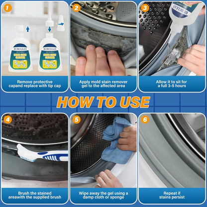BUBCLEAN Home Stain Remover Gel Cleaner. Heavy Duty Black Surface Stain Cleaner for Washing Machine. Bathroom Grout. Shower. Bathtub. Tile. Fridge Rubber. Kitchen Sinks. 1 Pack