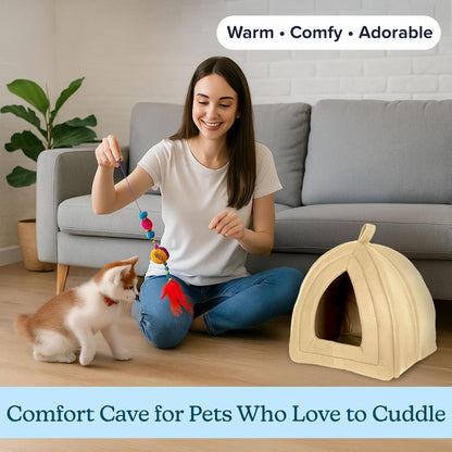CILIFER® Cat Pet Bed. Igloo- Soft Indoor Enclosed Covered Tent/House for Cats. Kittens. and Small Pets with Removable Cushion Pad.