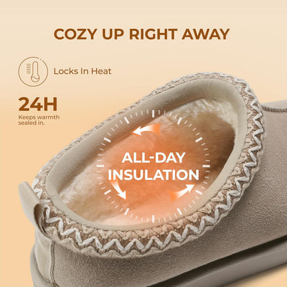 Cilifer® Women's Fuzzy Cozy Slippers Genuine Suede Indoor Outdoor Fluffy Home Comfy Winter Slip