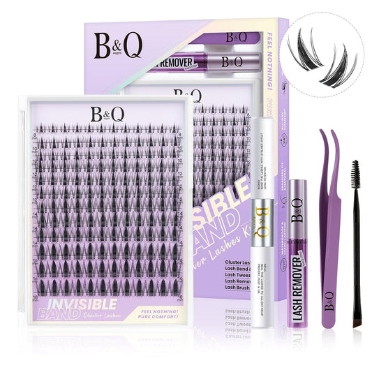 LUHAKA® Fairy Lash Clusters Kit 8-18 MIX Natural Lashes Clusters Invisible Band 144 pcs Manga Lashes Individual with Lash Bond and Seal Eyelash Extension Kit Easy Removal (Kit-Fairy Lash-MIX8-18mm)