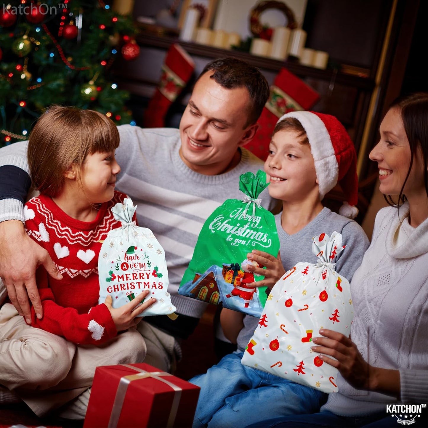 CILIFER® Christmas Bags with Drawstring - Pack of 30.