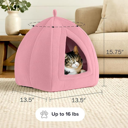 CILIFER® Cat Pet Bed. Igloo- Soft Indoor Enclosed Covered Tent/House for Cats. Kittens. and Small Pets with Removable Cushion Pad.