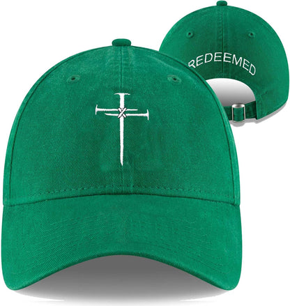 SFRCORD® Christian Redeemed Cross Nails Hats for Men Women. Vintage Adjustable Cotton Embroidered Front & Back Baseball Cap
