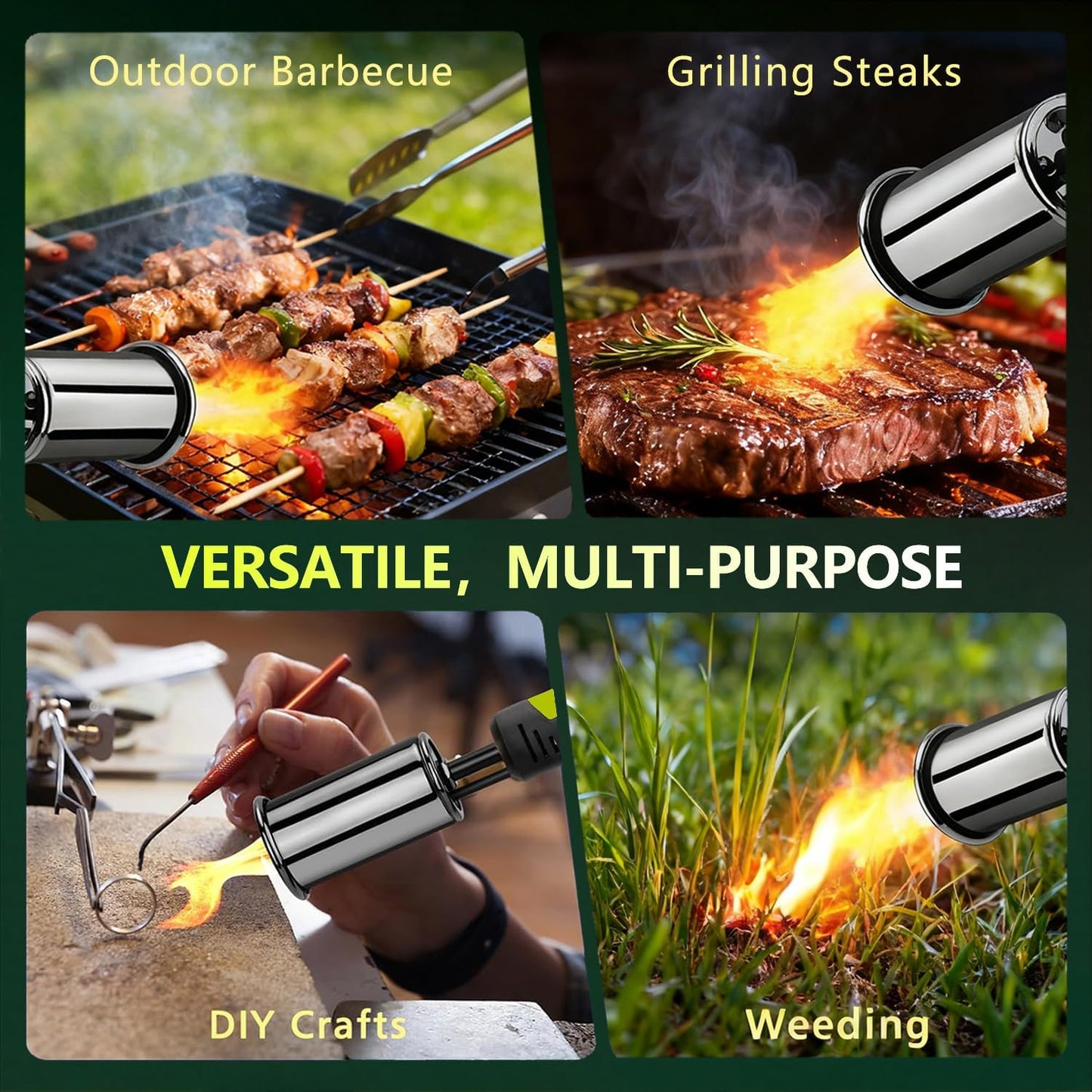 CILIFER® Powerful Propane Torch.Kitchen Cooking Torch With One-Touch. Charcoal Lighter with a Safety Lock. BBQ. Campfire. Fireplace