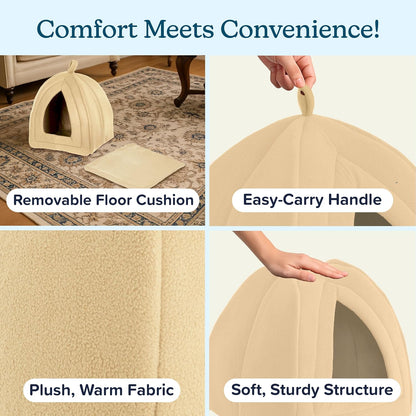 CILIFER® Cat Pet Bed. Igloo- Soft Indoor Enclosed Covered Tent/House for Cats. Kittens. and Small Pets with Removable Cushion Pad.