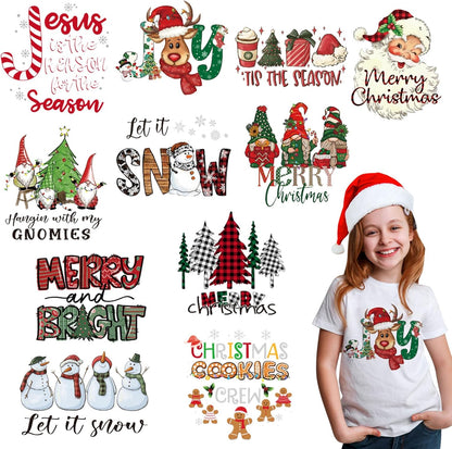 CILIFER® 12 Sheets Christmas Heat Transfers Vinyl.Christmas Iron On Transfers for T-Shirts.Holiday HTV Vinyl Iron on Decals for Clothes Pillow Hoodie DIY Crafts