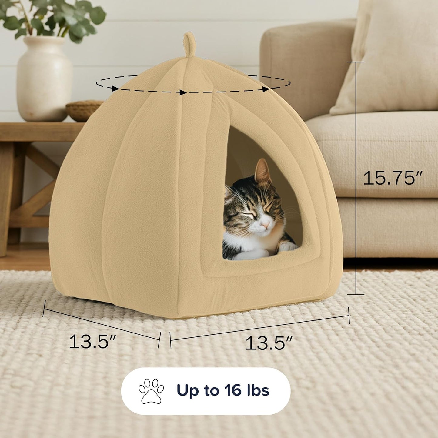 CILIFER® Cat Pet Bed. Igloo- Soft Indoor Enclosed Covered Tent/House for Cats. Kittens. and Small Pets with Removable Cushion Pad.
