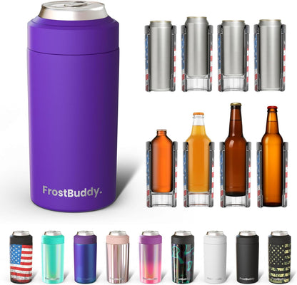 CZTICLE® Universal Buddy Can Cooler - Fits All - For Regular 12 & 16 oz or Slim-Size Bottles - Insulated Double -Walled Stainless Steel (All white)