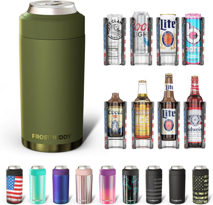 CZTICLE® Universal Buddy Can Cooler - Fits All - For Regular 12 & 16 oz or Slim-Size Bottles - Insulated Double -Walled Stainless Steel (All white)