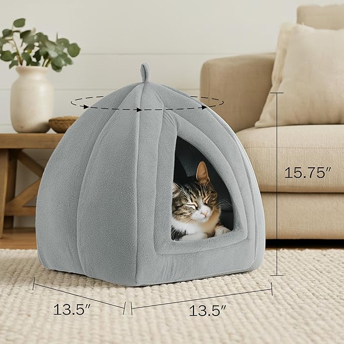 CILIFER® Cat Pet Bed. Igloo- Soft Indoor Enclosed Covered Tent/House for Cats. Kittens. and Small Pets with Removable Cushion Pad.