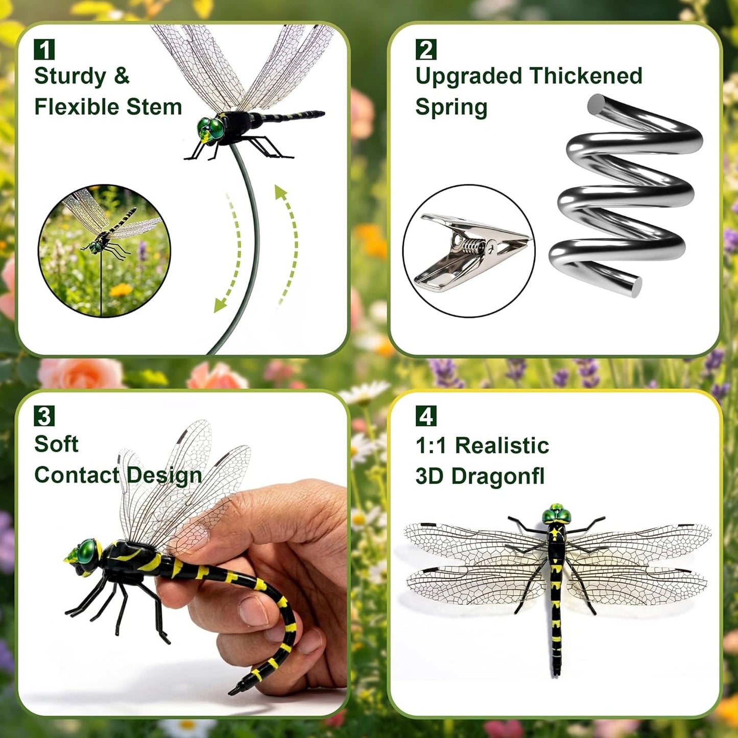 12-Pack Outdoor Dragonfly Clips – Chemical-Free Visual Bug Deterrent for Garden, Patio & Camping