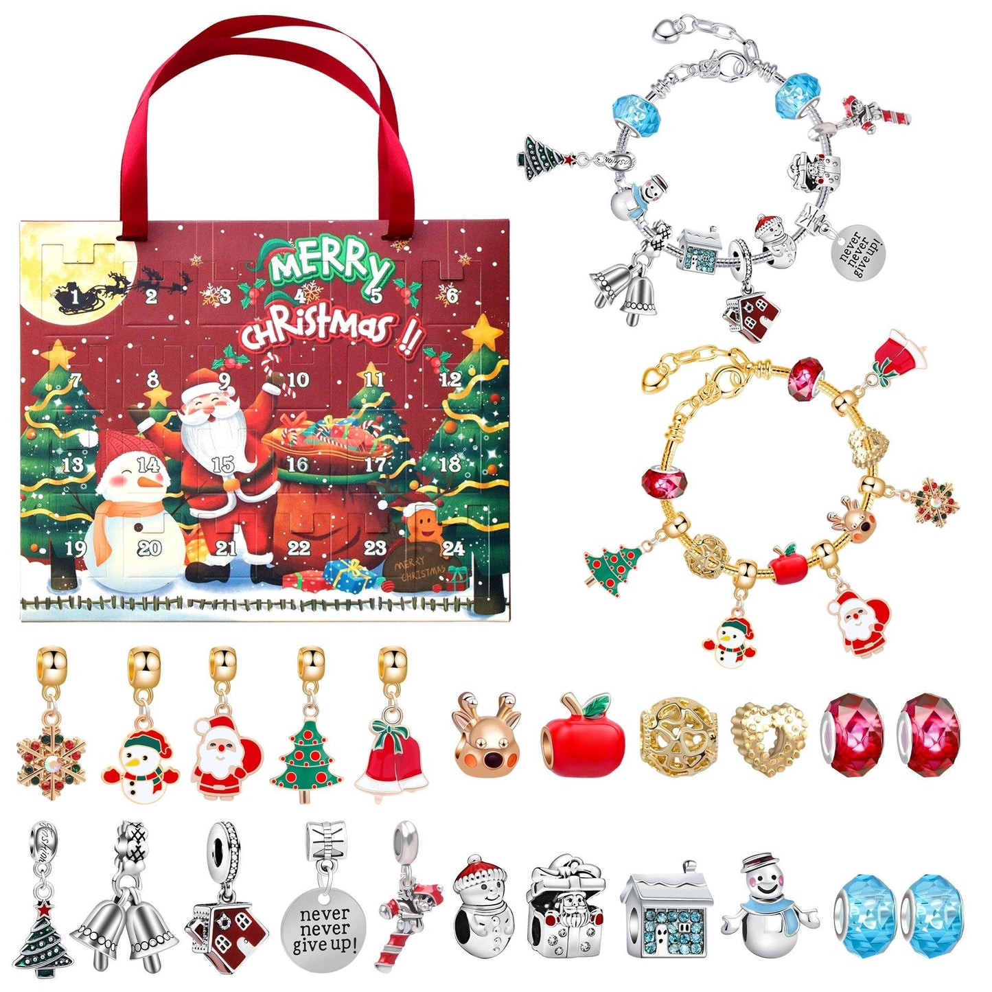 Oneswear® 🔥24 Pcs DIY Christmas Advent Calendar Bracelets Set D01