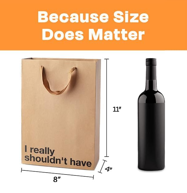 CILIFER® MilkToast Brands Funny Gift Bags. 11 x 8 x 4 Size. Just Smile And Say You Love It. Pack of 2 Brown Kraft Paper Bags with Sarcastic Phrases. Funny Gift Bags for Christmas and White Elephant Gifts