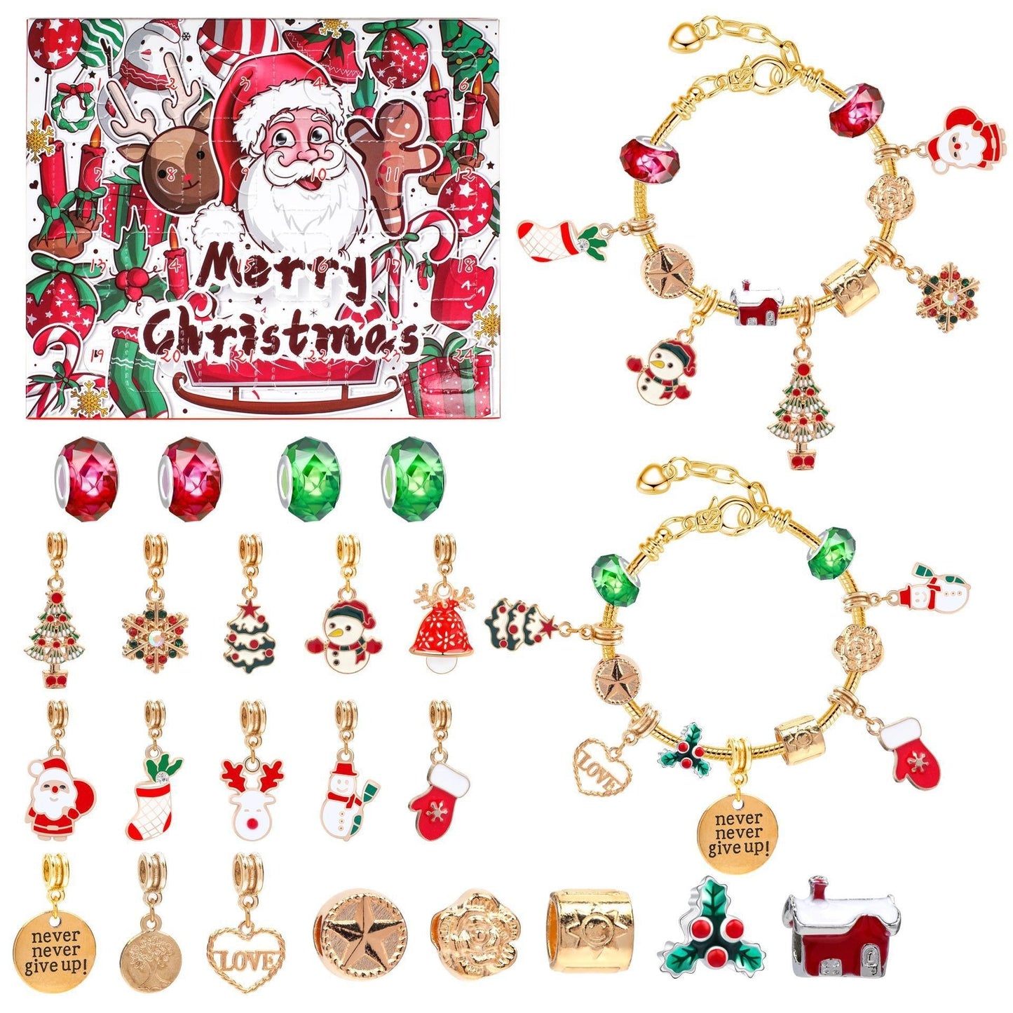 Oneswear® 🔥24 Pcs DIY Christmas Advent Calendar Bracelets Set D01