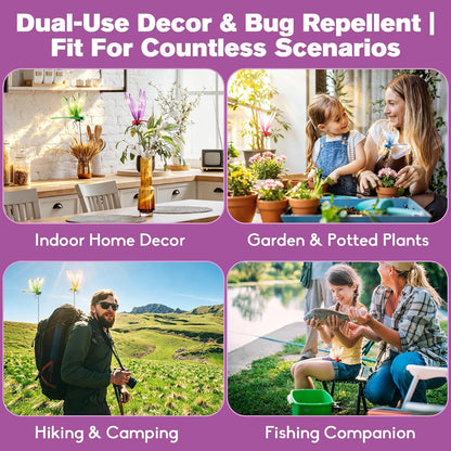 12-Pack Outdoor Dragonfly Clips – Chemical-Free Visual Bug Deterrent for Garden, Patio & Camping