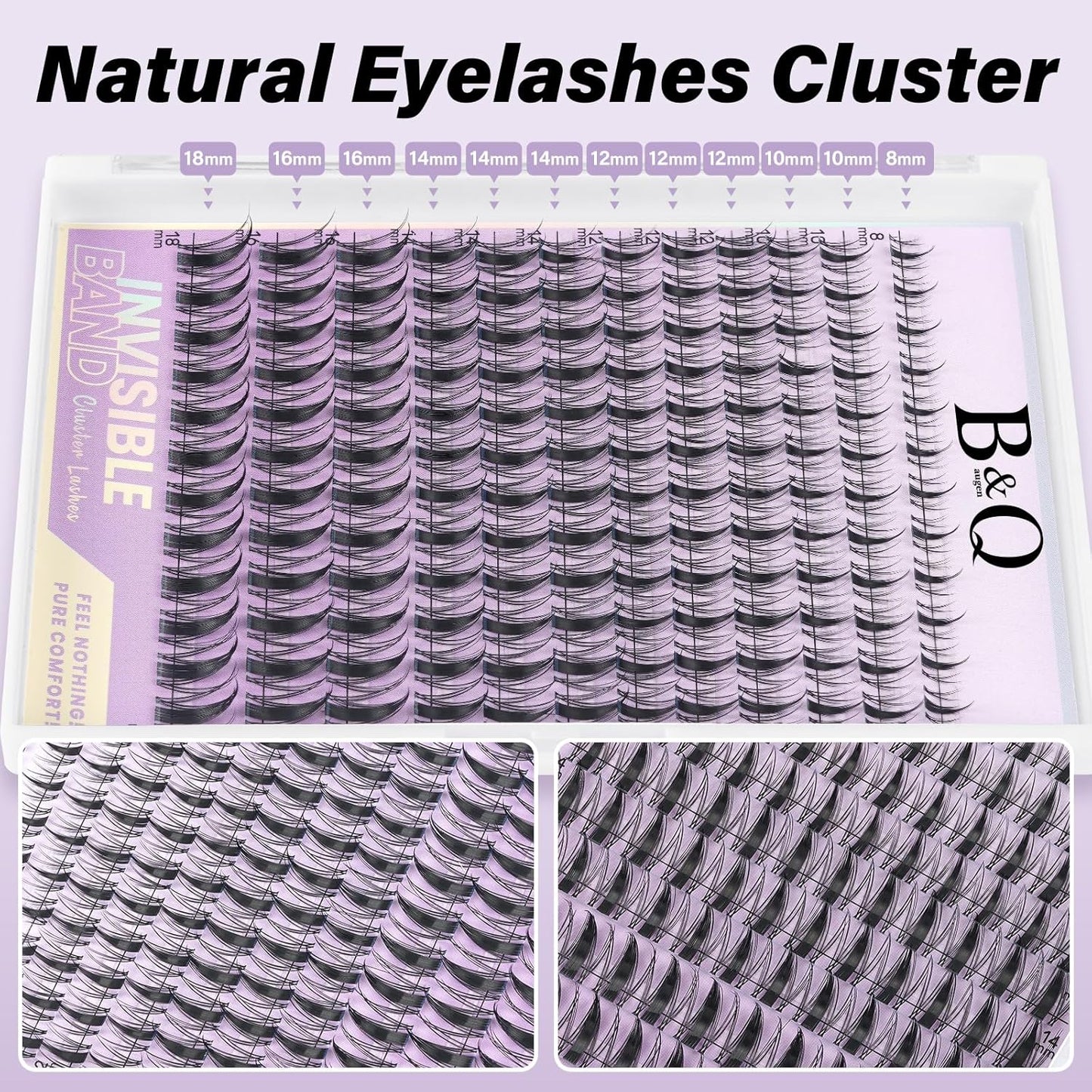 LUHAKA® Fairy Lash Clusters Kit 8-18 MIX Natural Lashes Clusters Invisible Band 144 pcs Manga Lashes Individual with Lash Bond and Seal Eyelash Extension Kit Easy Removal (Kit-Fairy Lash-MIX8-18mm)
