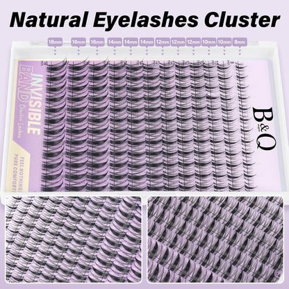 LUHAKA® Fairy Lash Clusters Kit 8-18 MIX Natural Lashes Clusters Invisible Band 144 pcs Manga Lashes Individual with Lash Bond and Seal Eyelash Extension Kit Easy Removal (Kit-Fairy Lash-MIX8-18mm)
