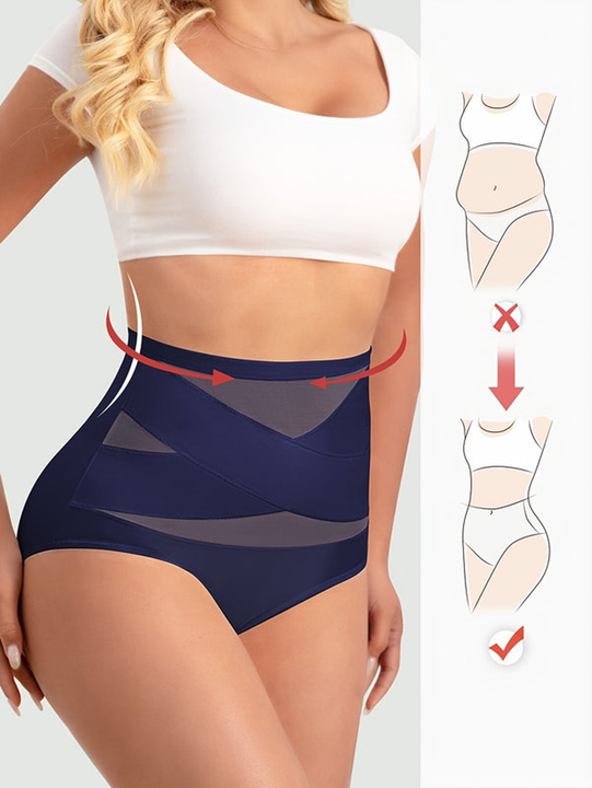 SFRCORD® Women's High-Waisted Briefs - Breathable Mesh & Ice Sliky Fiber Seamless Panties, No Show Comfort Underwear for Casual Attire, Solid Color Elegant Design, Shaping Underwear, Crosscrotch Design