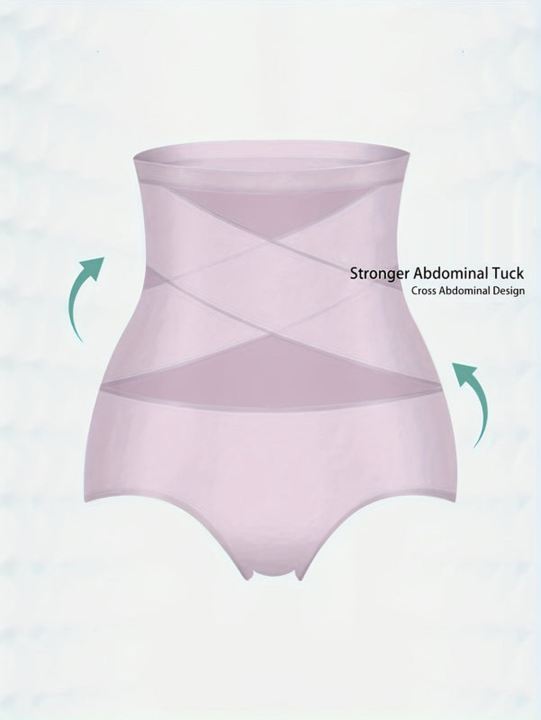 SFRCORD® Women's High-Waisted Briefs - Breathable Mesh & Ice Sliky Fiber Seamless Panties, No Show Comfort Underwear for Casual Attire, Solid Color Elegant Design, Shaping Underwear, Crosscrotch Design