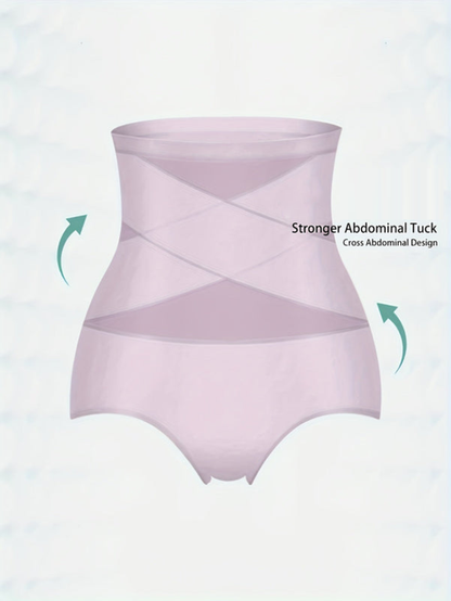 SFRCORD® Women's High-Waisted Briefs - Breathable Mesh & Ice Sliky Fiber Seamless Panties, No Show Comfort Underwear for Casual Attire, Solid Color Elegant Design, Shaping Underwear, Crosscrotch Design