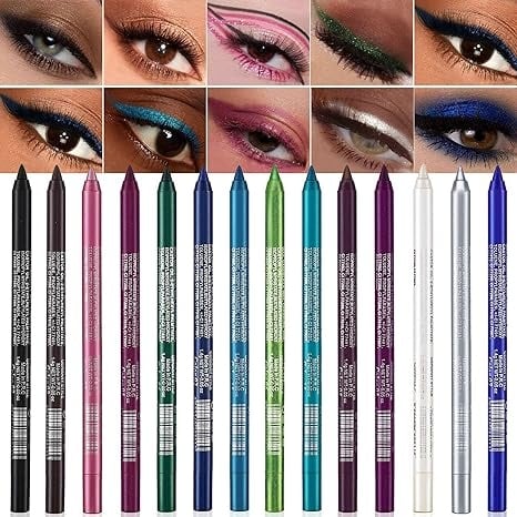 LUHAKA® 12-Pack Eyeliner Pencil Waterproof Colored Gel Liners with Metallic & Shimmer Finishes Smudge-Proof
