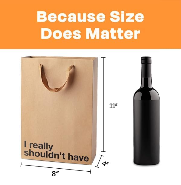 CILIFER® MilkToast Brands Funny Gift Bags. 11 x 8 x 4 Size. Just Smile And Say You Love It. Pack of 2 Brown Kraft Paper Bags with Sarcastic Phrases. Funny Gift Bags for Christmas and White Elephant Gifts