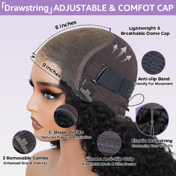 SFRCORD® Glueless Wigs Pre-plucked Pre Cut 9x6 HD Lace Bleached Tiny Knots Beginner Friendly