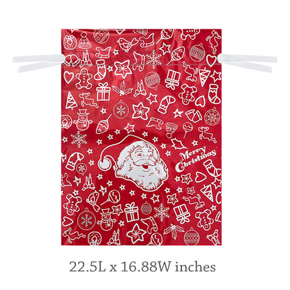 CZTICLE® Aluminum Foil Christmas Holiday Drawstring Gift Bags for Party Favors, Goodie Bag, Treats, Gift Wrap, Parties