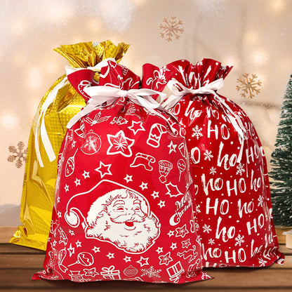 CZTICLE® Aluminum Foil Christmas Holiday Drawstring Gift Bags for Party Favors, Goodie Bag, Treats, Gift Wrap, Parties
