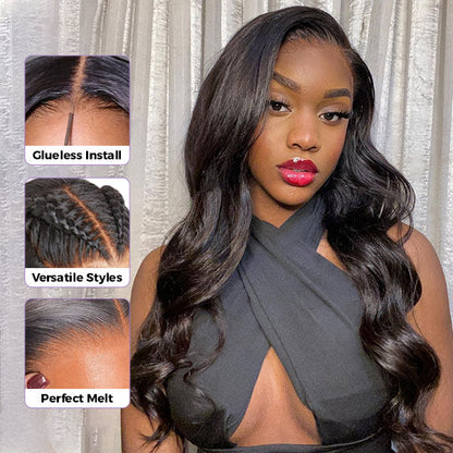 SFRCORD® Glueless Wigs Pre-plucked Pre Cut 9x6 HD Lace Bleached Tiny Knots Beginner Friendly