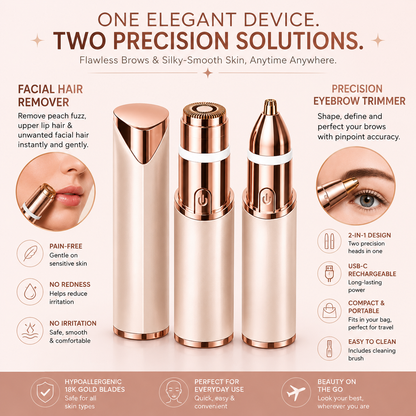 SilkyTrim – 2-in-1 Eyebrow & Facial Hair Trimmer