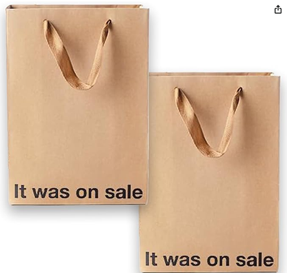 CILIFER® MilkToast Brands Funny Gift Bags. 11 x 8 x 4 Size. Just Smile And Say You Love It. Pack of 2 Brown Kraft Paper Bags with Sarcastic Phrases. Funny Gift Bags for Christmas and White Elephant Gifts