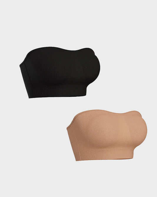 SFRCORD® Strapless Bras Non-Slip Silicone Padded Bandeau Bra(2 Pack)