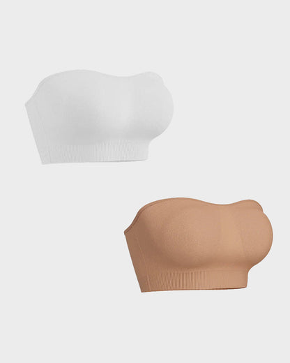 SFRCORD® Strapless Bras Non-Slip Silicone Padded Bandeau Bra(2 Pack)