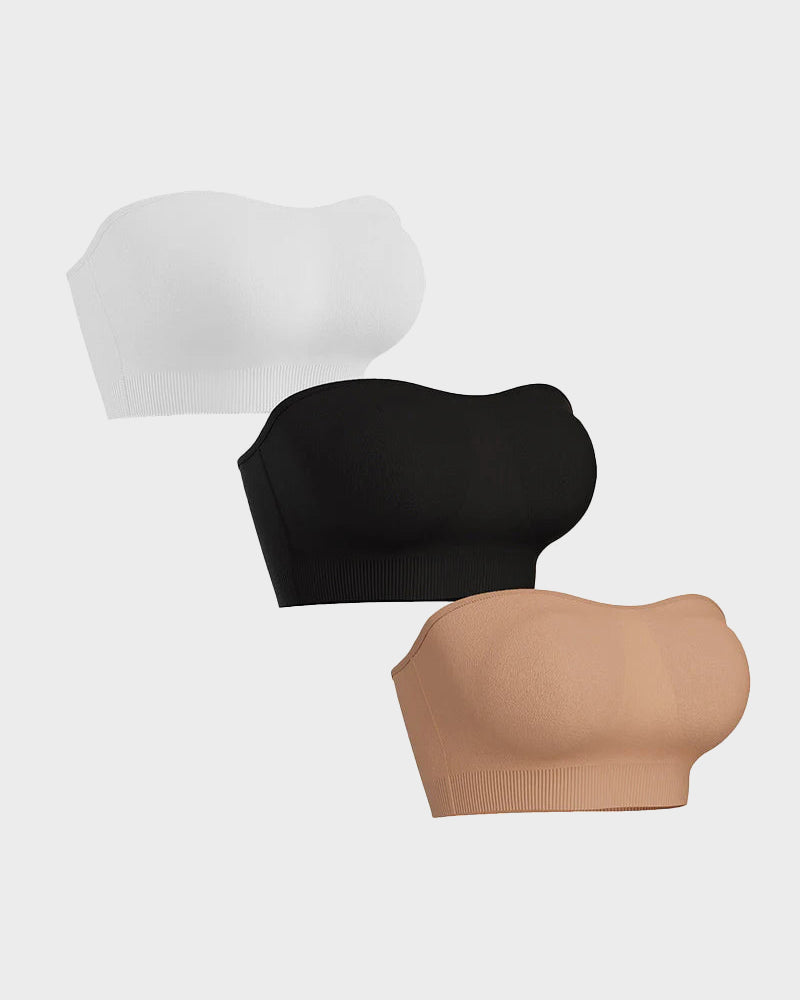 SFRCORD® Strapless Bras Non-Slip Silicone Padded Bandeau Bra(2 Pack)