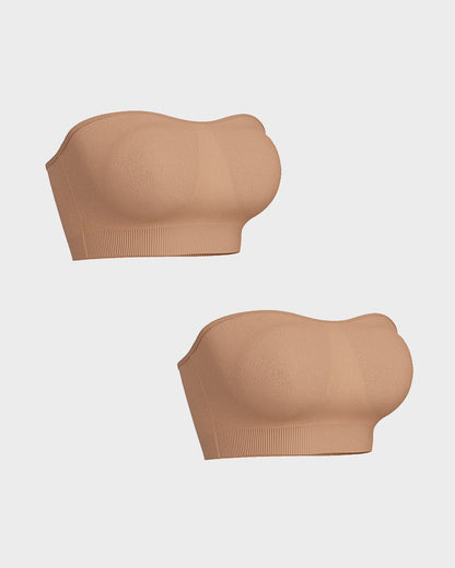 SFRCORD® Strapless Bras Non-Slip Silicone Padded Bandeau Bra(2 Pack)