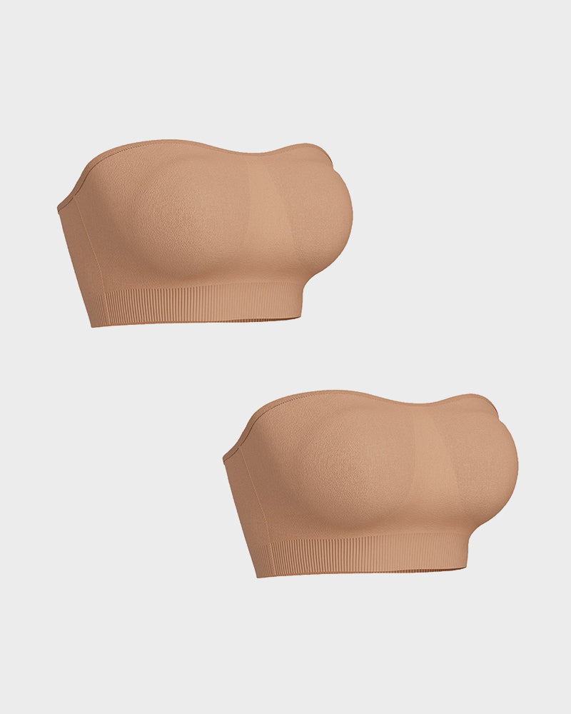 SFRCORD® Strapless Bras Non-Slip Silicone Padded Bandeau Bra(2 Pack)