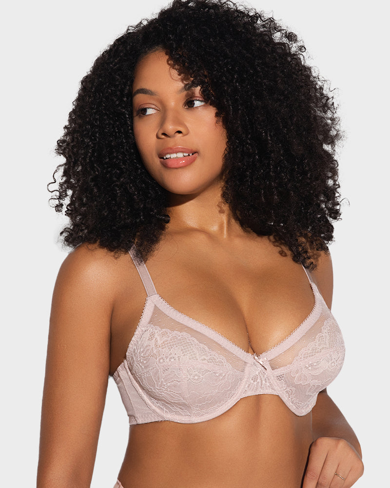 SFRCORD® Full Coverage Lace Minimizer Bra - Petal
