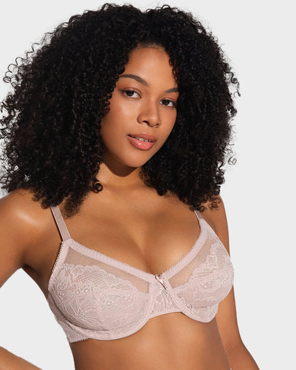 SFRCORD® Full Coverage Lace Minimizer Bra - Petal