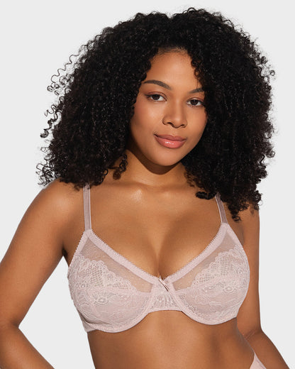 SFRCORD® Full Coverage Lace Minimizer Bra - Petal