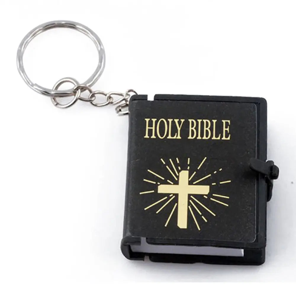 CILIFER® Mini English HOLY BIBLE Keychains Christian Jesus Cross Muslim Keyrings Women Bag Charm Prayer God Bless Key Holder Accessories